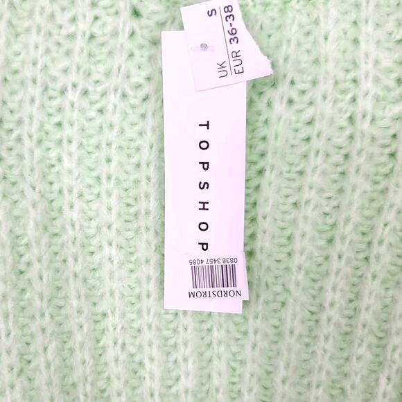 TOPSHOP Pleated Sleeve Sweater In Pastel Green NWT - Picture 5 of 7